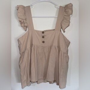 SHEIN Beige Ruffled Tank Blouse Size Large